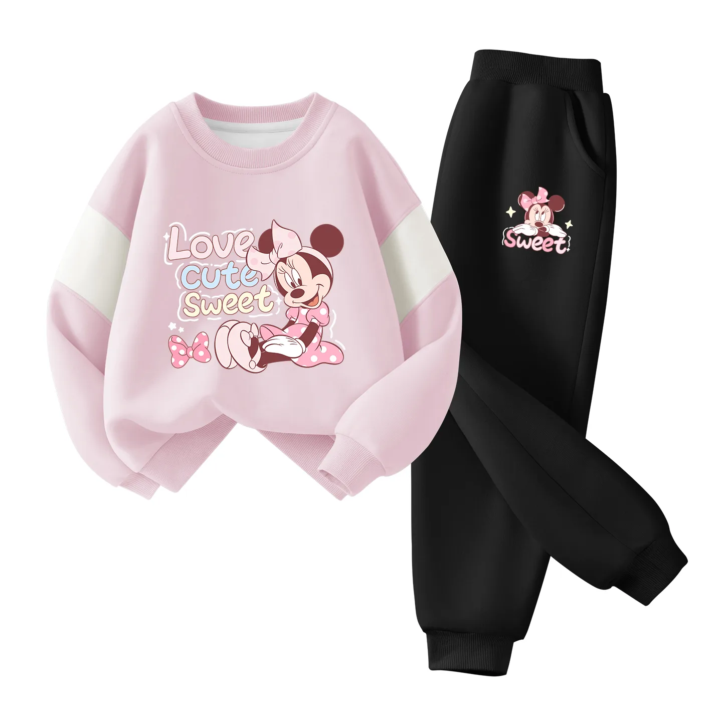 Детская повседневная спортивная футболка с круглым вырезом Disney, Dihui Cherry Blossom Pink+Dihui K Black — фото 3