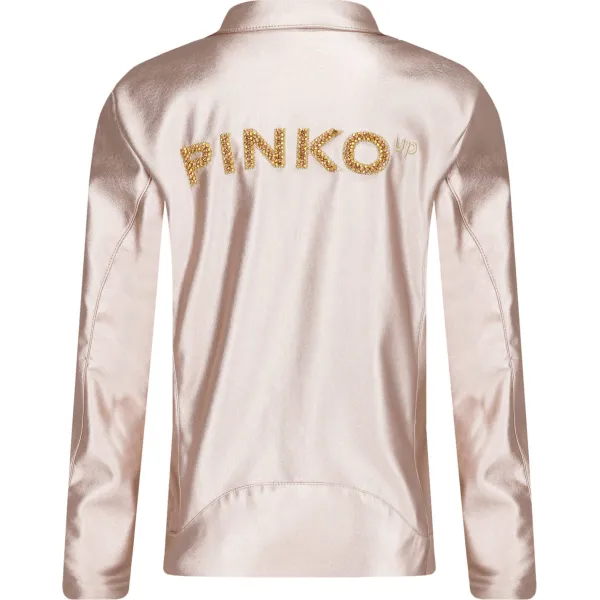 Кожаная куртка стандартного кроя Pinko Up, золотой — фото 2