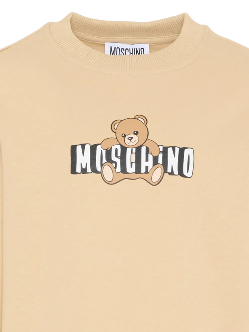 Свитшот с логотипом Teddy Moschino Kids, бежевый — фото 3
