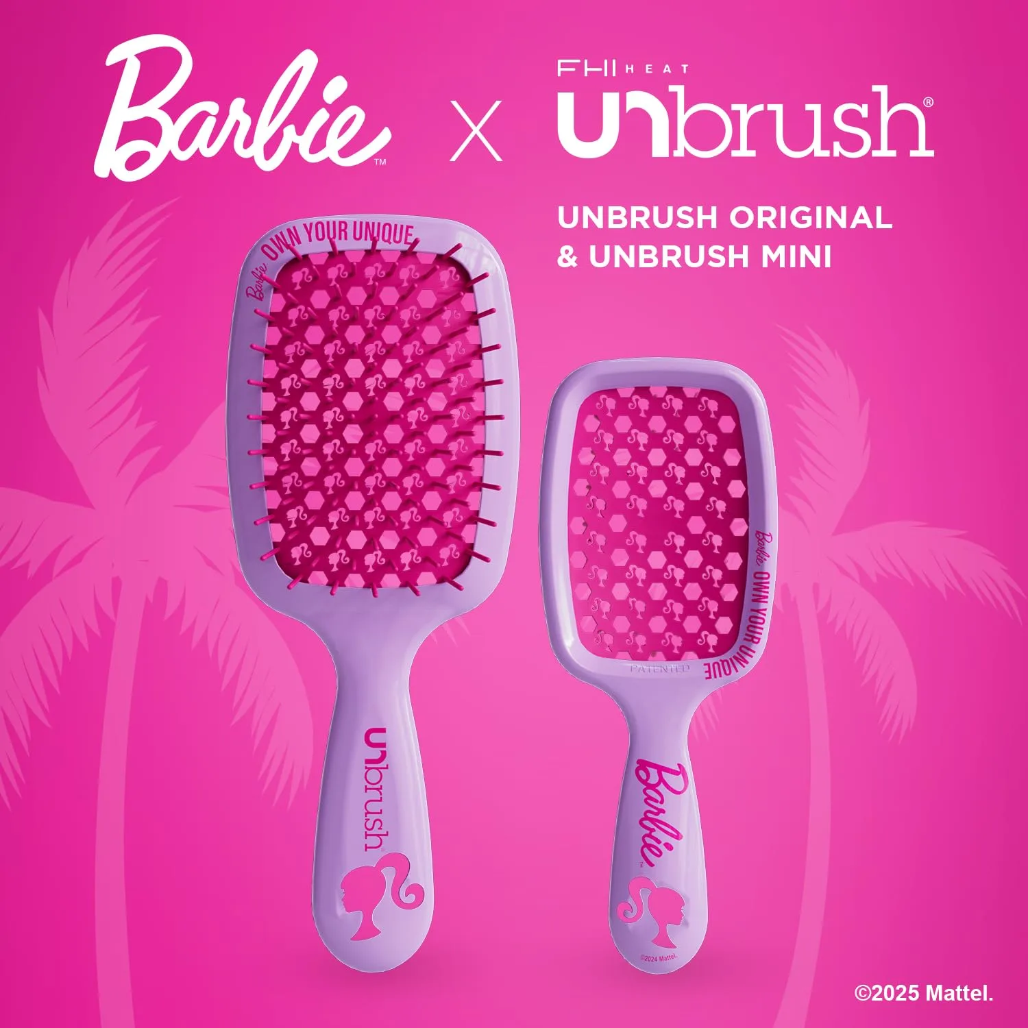 Набор расчесок для распутывания волос UNbrush Barbie - Подчеркните свою уникальность - Фиолетовый Fhi Heat, Purple — фото 3