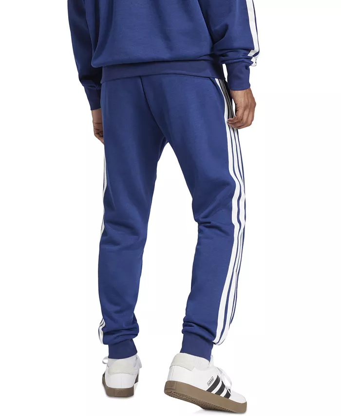 Мужские базовые джоггеры Regular-Fit с флисом и 3 полосками Adidas, синий — фото 3