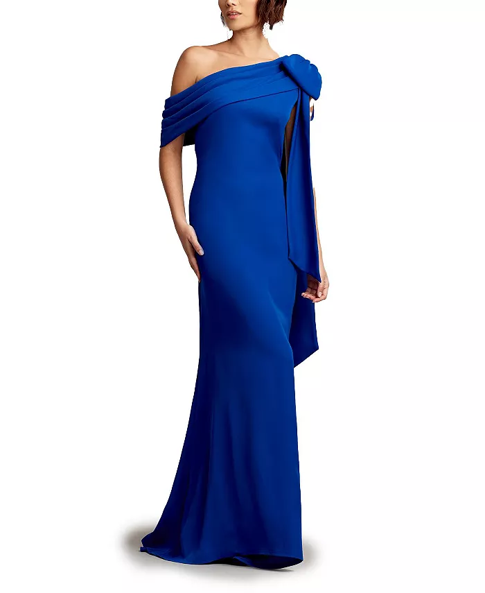 

Женское платье Cassia из крепа с бантом на плече Tadashi Shoji, синий