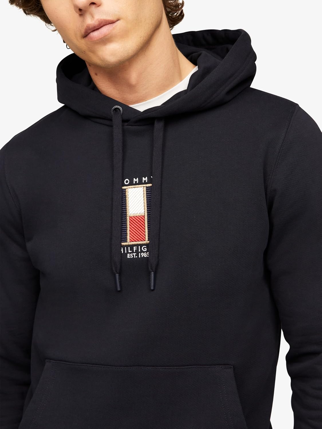 Мужская флисовая толстовка Tommy Hilfiger средней плотности с вышитым логотипом-флажком, Desert Sky — фото 3