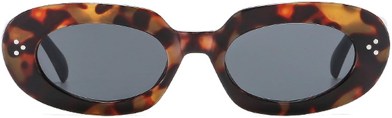 

Ретро овальные солнцезащитные очки для женщин и мужчин, модные солнцезащитные очки с леопардовым принтом коричневого цвета, винтажные женские очки 90-х годов mincl, Leopard Gray