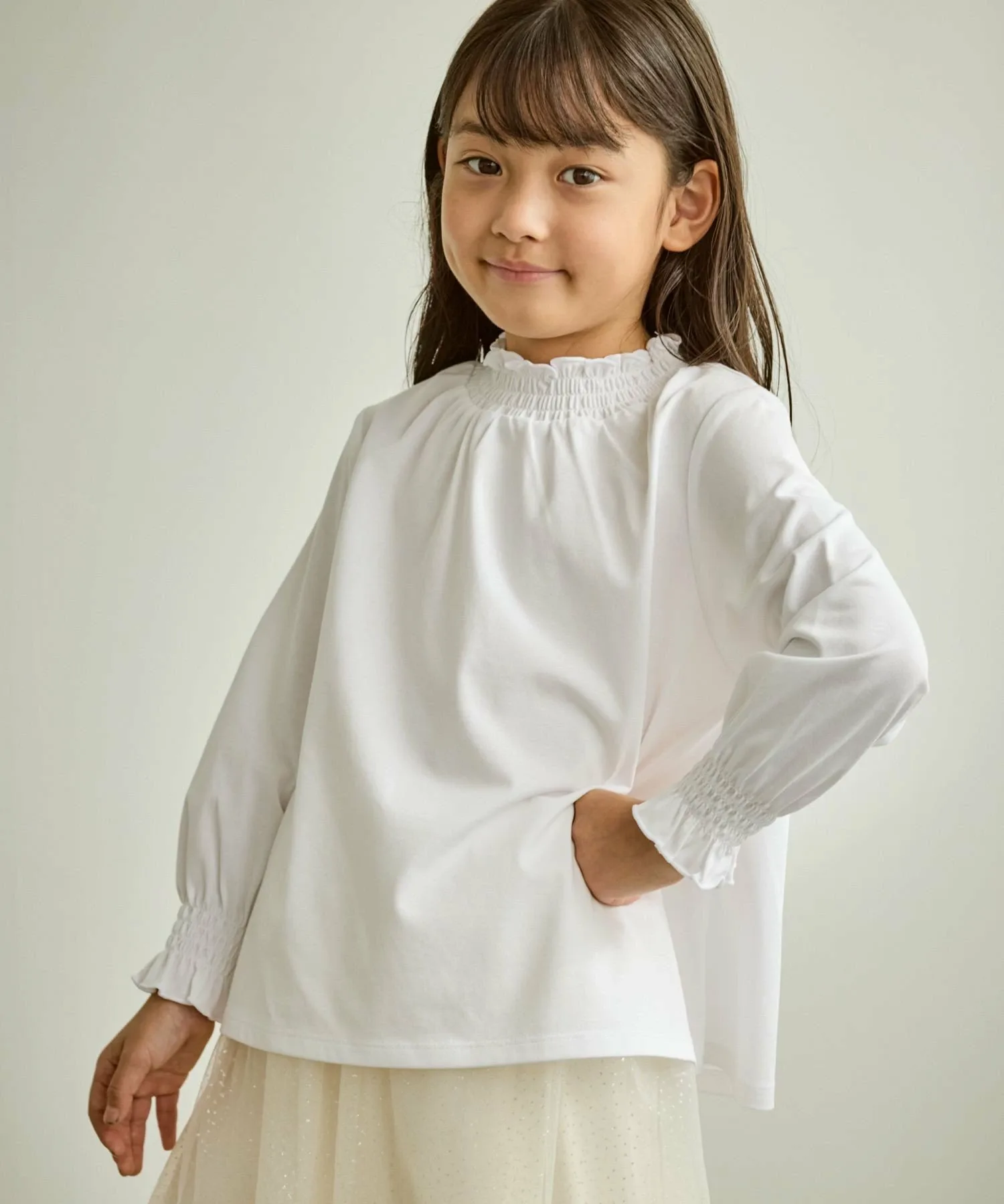 Топ с оборками и сборками/Подходит для торжественных мероприятий ROPE' PICNIC KIDS, Off-white (15) — фото 4