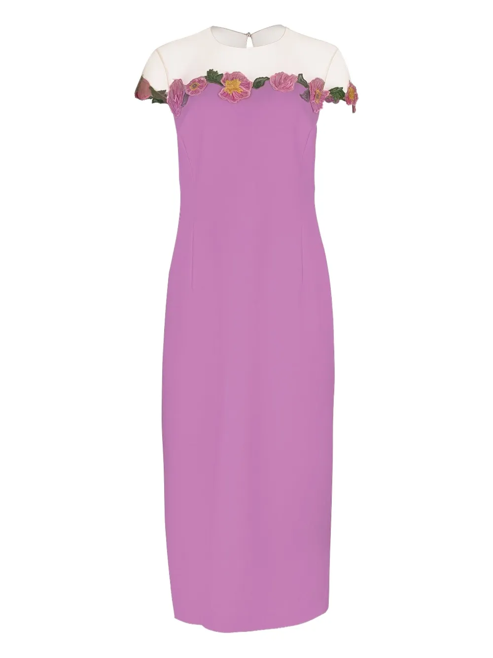 

Приталенное миди-платье с цветочными украшениями Oscar de la Renta, фиолетовый