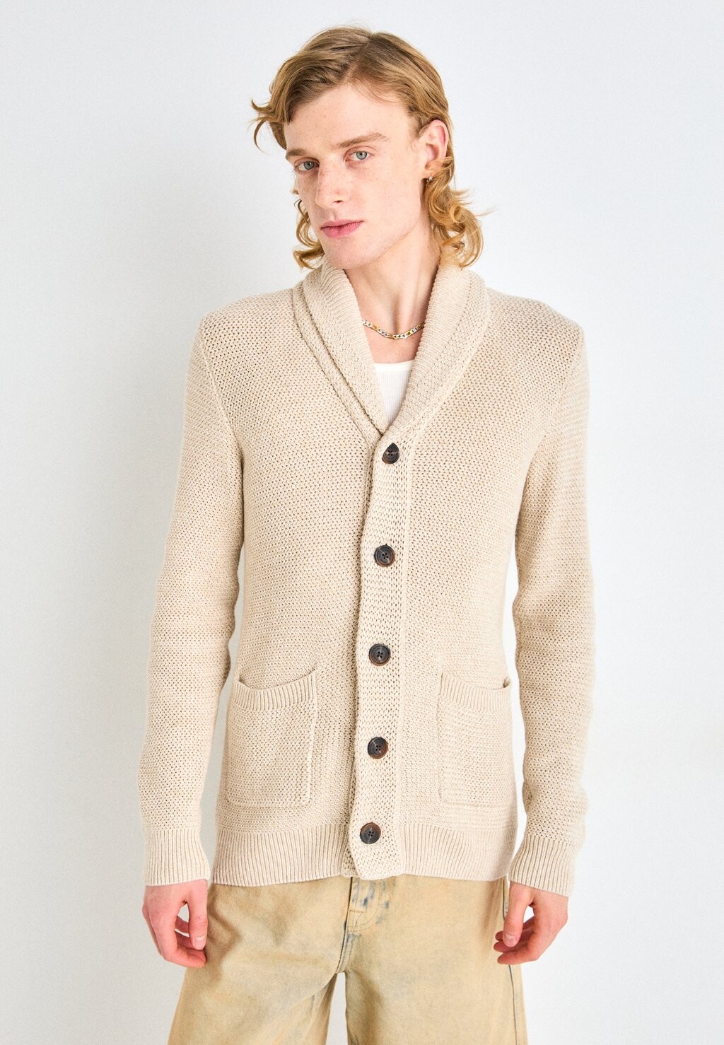 

Кардиган SLHRICHARD SHAWL NECK Selected Homme, бежевый