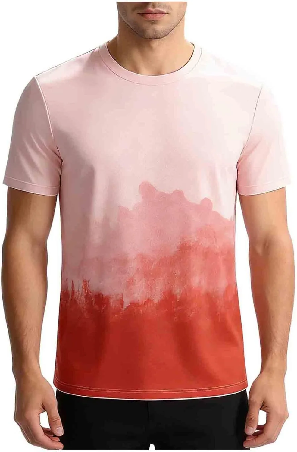 

Футболка мужская Big and Tall с коротким рукавом и круглым вырезом, свободного кроя, градиентная, для тренировок kuweot