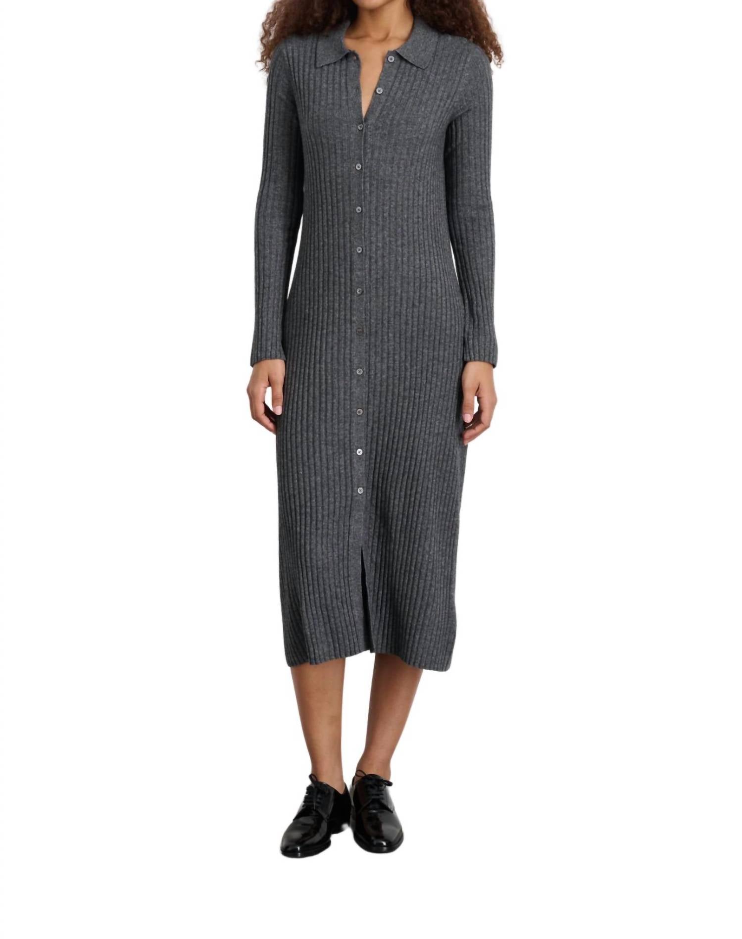 

Платье Alice с длинными рукавами в рубчик в цвете Medium Heather Grey ALEX MILL