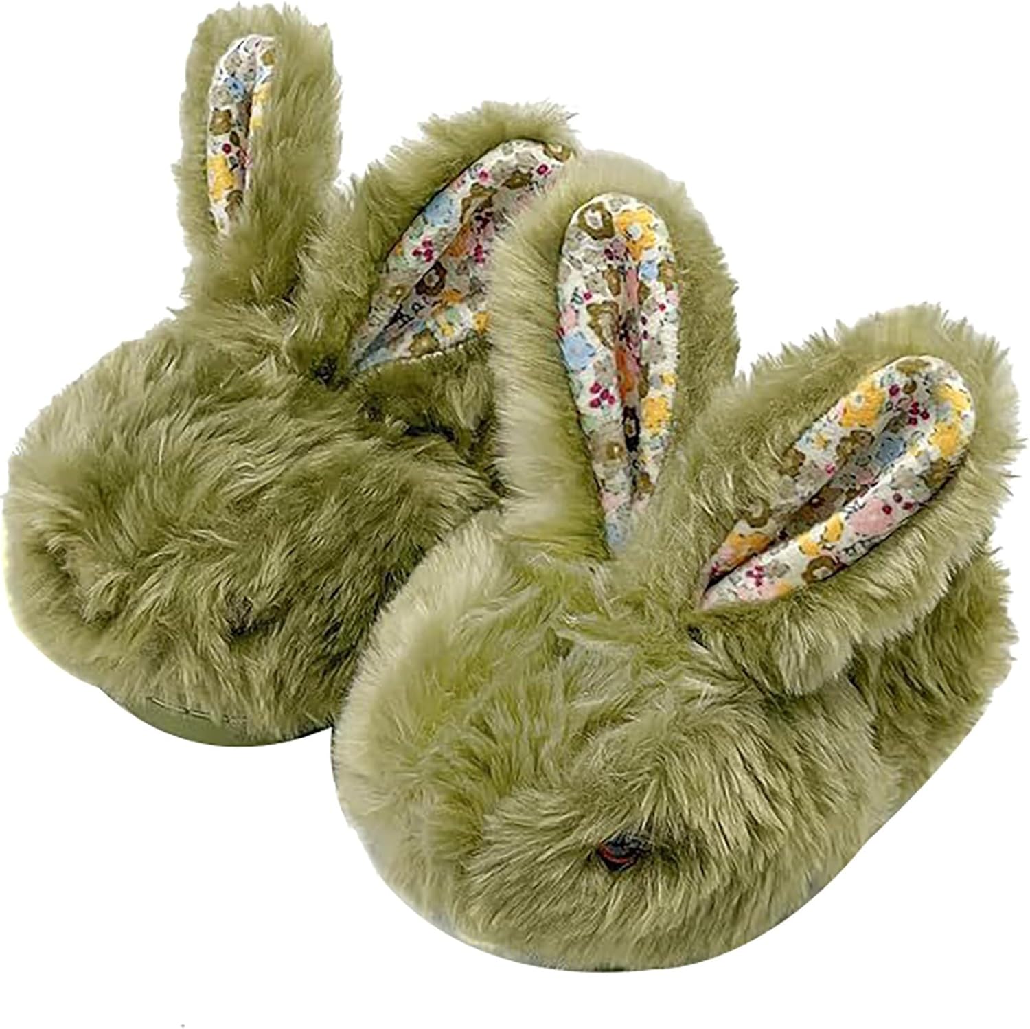 

Женские и мужские пушистые тапочки, милые с зайчиком, мягкие домашние туфли, теплые с толстым дном, с памятью формы, плюшевые тапочки Generic, зеленый