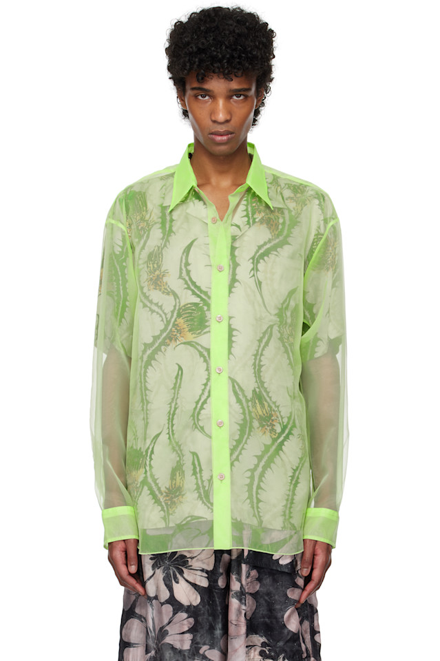 

Органзовая рубашка Dries Van Noten, зеленый