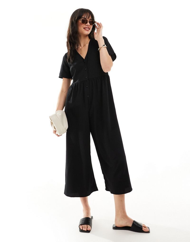 

ASOS DESIGN – черный комбинезон с короткими рукавами