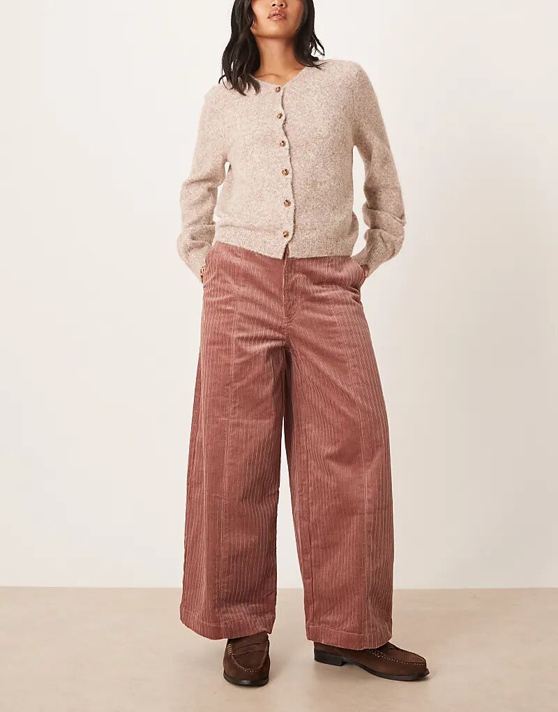 

Широкие вельветовые брюки-грейзеры ASOS DESIGN Petite розового цвета