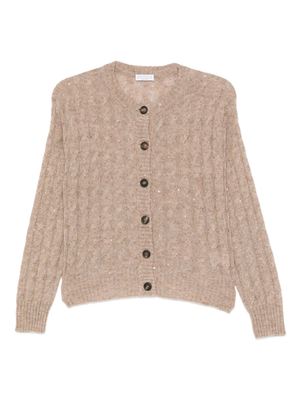 

Кардиган фактурной вязки с пайетками Brunello Cucinelli, коричневый