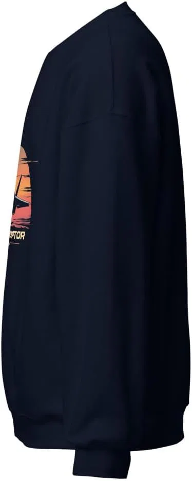 Свитшот Unisex F-22 Raptor Retro Sunset Fighter Jet American Aviation Fans F22 Generic, темно-синий — фото 2