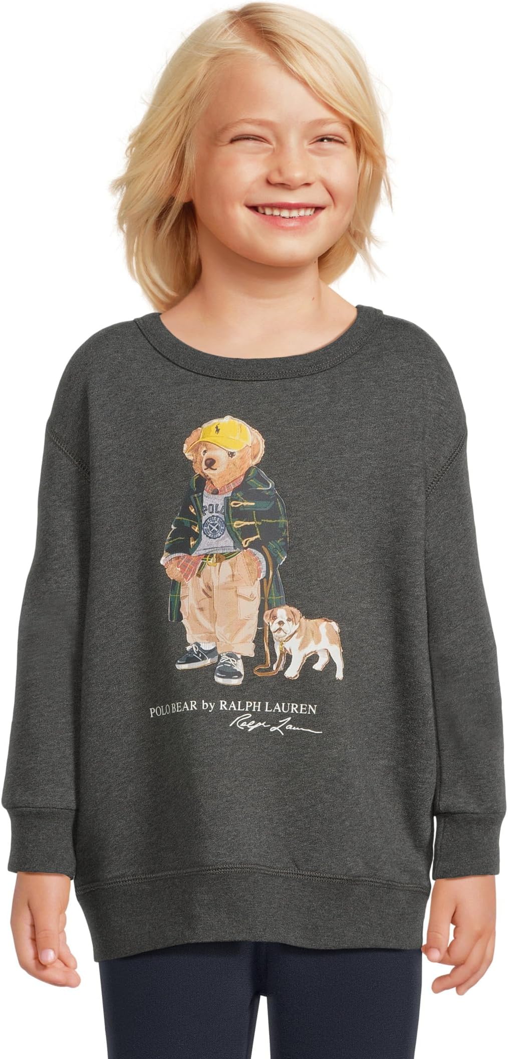 

Толстовка Polo Ralph Lauren Kids Polo Bear Heathered Fleece Sweatshirt, цвет Windsor Heather