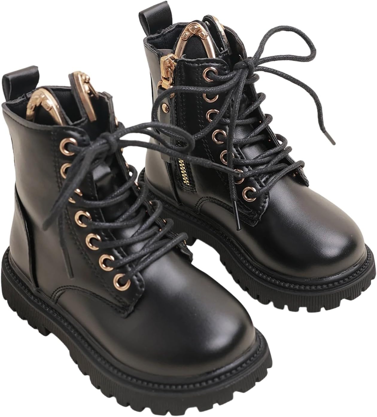 

Детские ботинки на шнуровке с боковой молнией, замшевые, однотонные, с нескользящей подошвой, квадратный носок, для осени и зимы, теплые, мягкая рифленая подошва, для детей 2-12 лет Generic, #17 Black