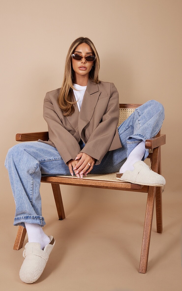 PrettyLittleThing Двубортный пиджак свободного кроя с грибами свободного кроя — фото 3