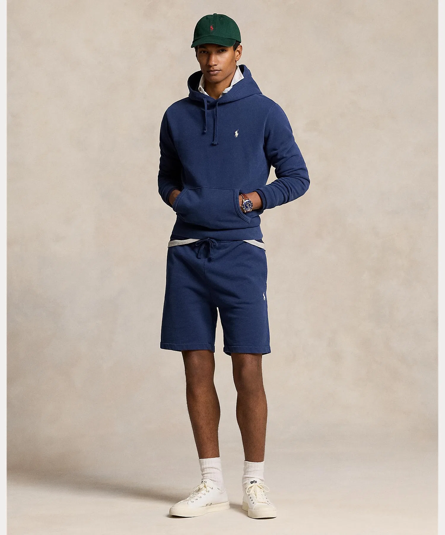 Мужские хлопковые шорты POLO RALPH LAUREN тёмно-синие