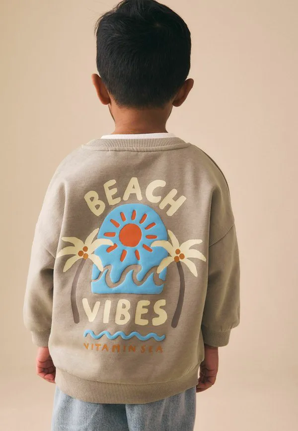 Толстовка с круглым вырезом стандартного кроя Next, Light Brown Beach Print — фото 3