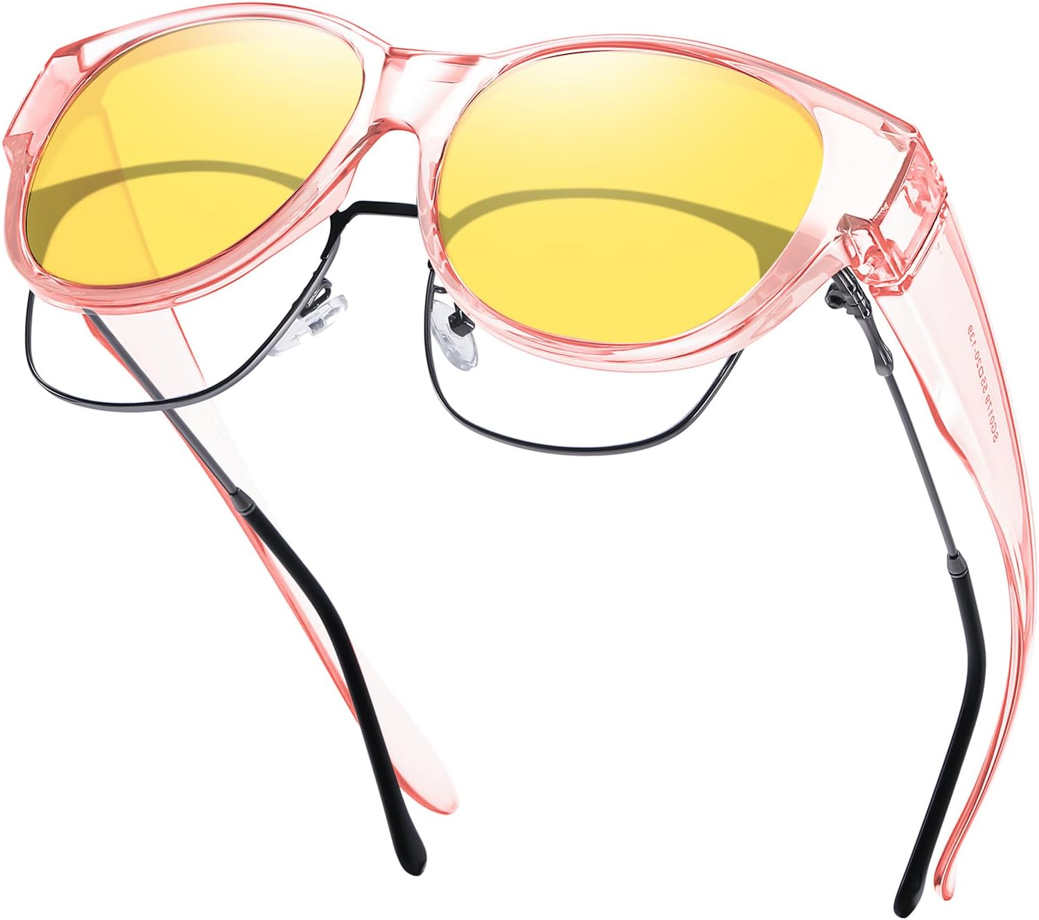 

Солнцезащитные очки GEGURI Fit Over Glasses с поляризацией, для женщин и мужчин, стильный дизайн «кошачий глаз», 100% защита от УФ-излучения, Transparent Pink Frame Night Vision Lens