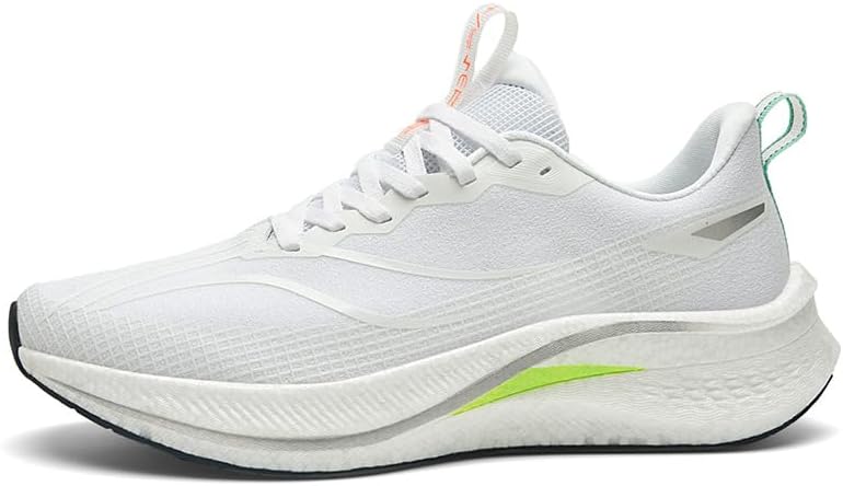 

Мужские беговые кроссовки с углеродной пластиной, легкие, с амортизацией, для шоссейных гонок, с противоскользящей и ударопоглощающей подошвой Generic, белый