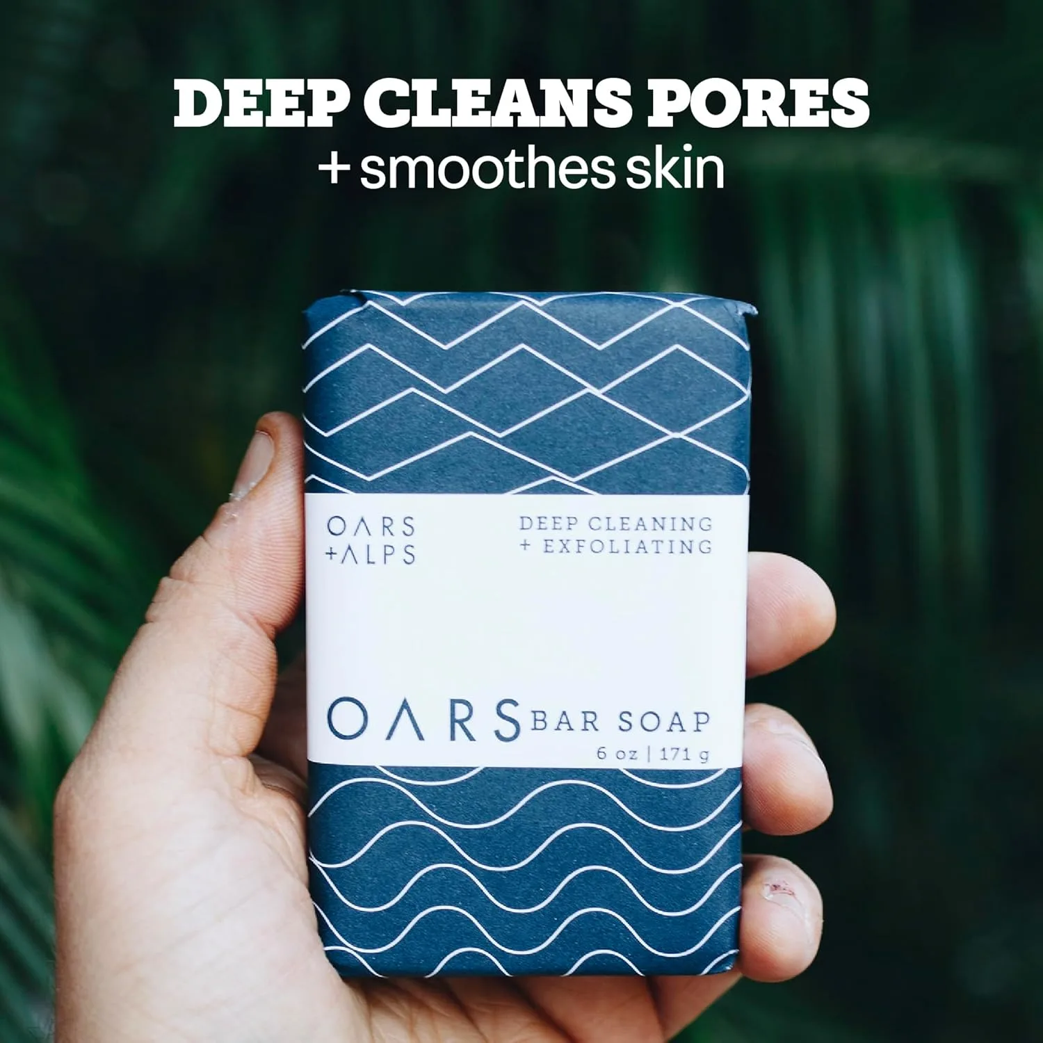 Мужское отшелушивающее и увлажняющее мыло Oars + Alps, глубоко очищающее, с натуральными ингредиентами, для всех типов кожи, с голубым углем, 3 шт. 510.30 г (3 шт.), blue — фото 3