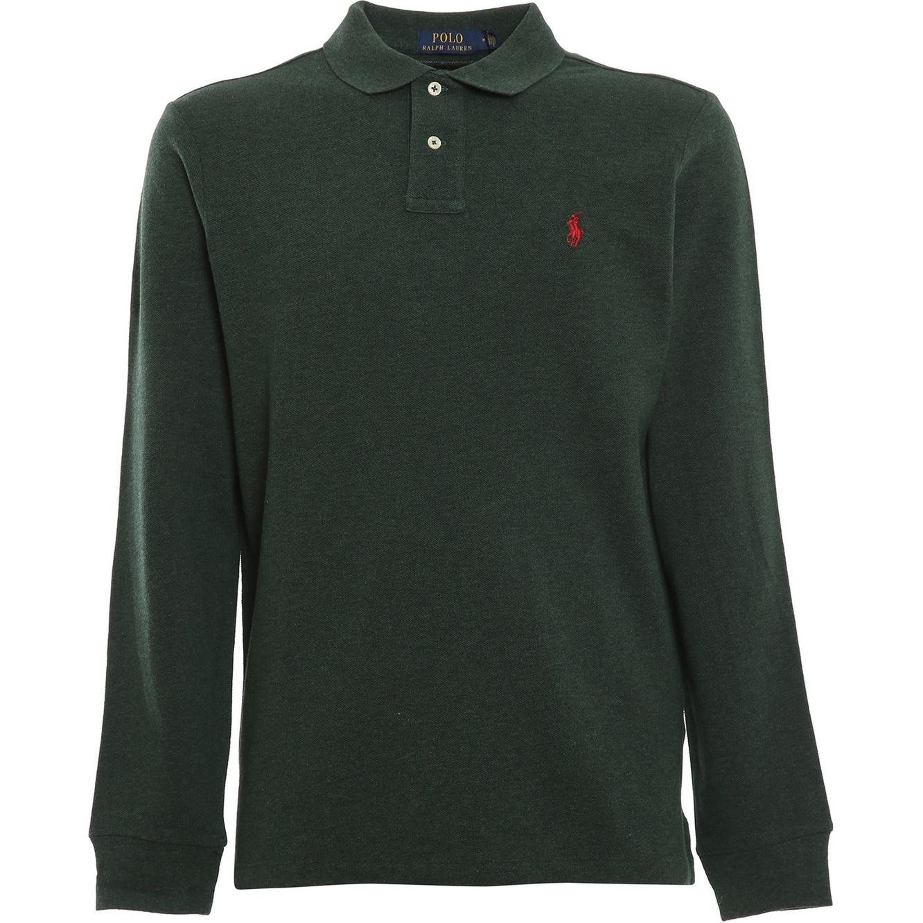 Поло с длинным рукавом Polo Ralph Lauren, тёмно-зелёный — фото 2