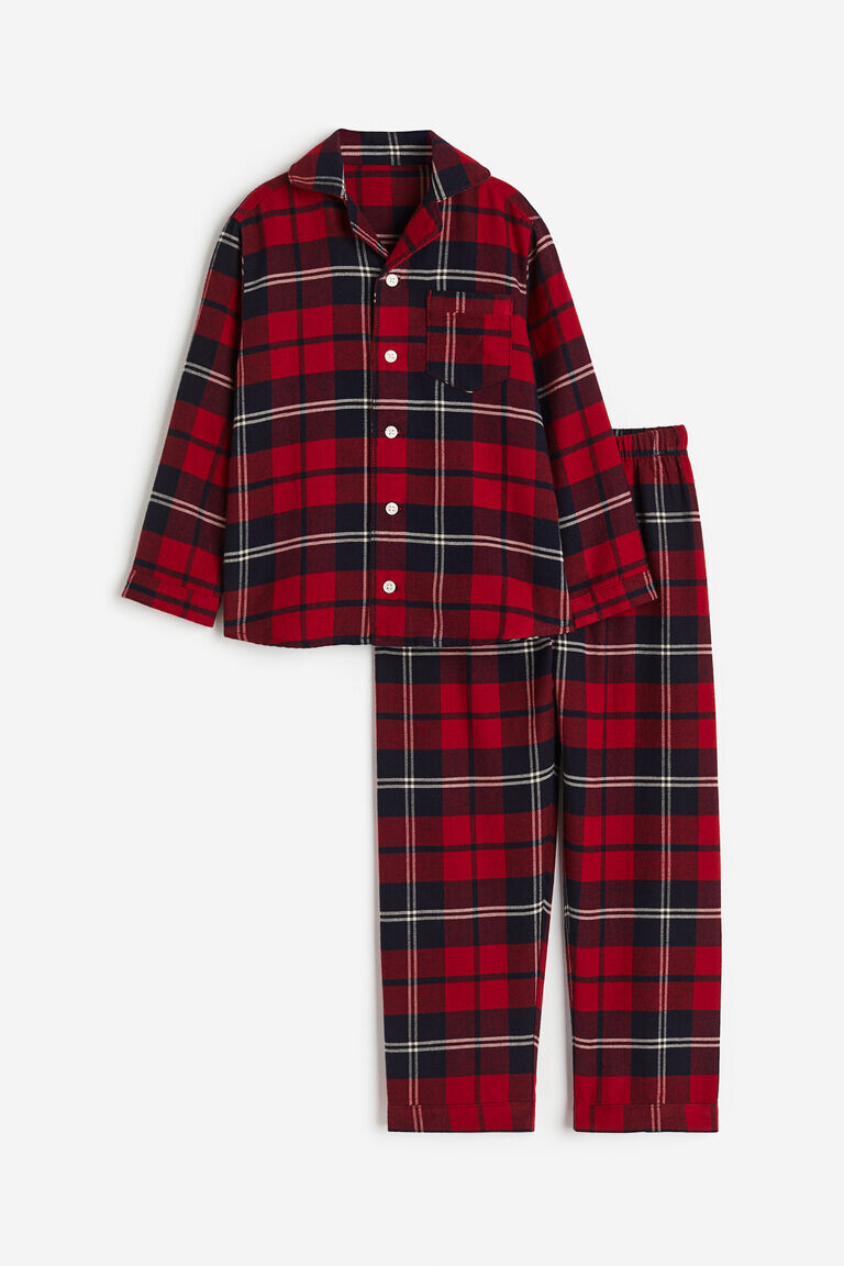 

Хлопково-фланелевая пижама H&M, красный