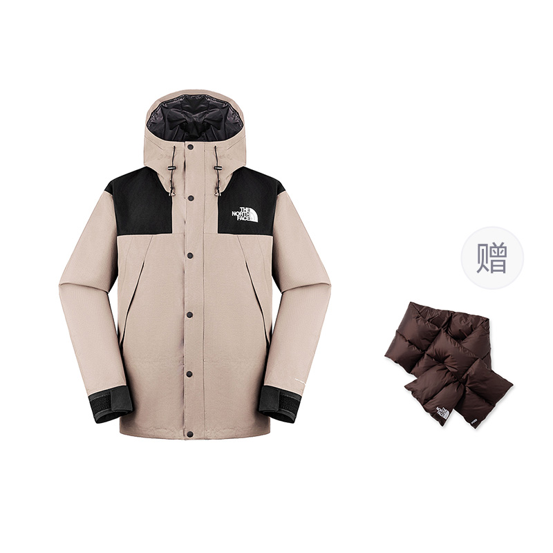 

Куртка с капюшоном и застежкой на пуговицы The North Face, stone tan/dho (comes with коричневый goose down scarf)