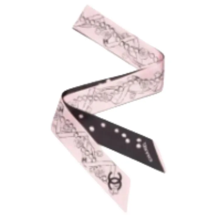 CHANEL Шелковый твиловый ободок для волос Women's Pink/Black