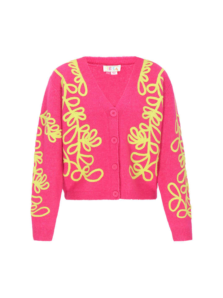 

Женский кардиган розового и лаймового цвета IZIA