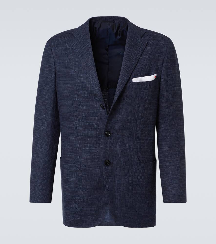 

Пиджак из смесовой шерсти, шелка и хлопка Kiton, Blue