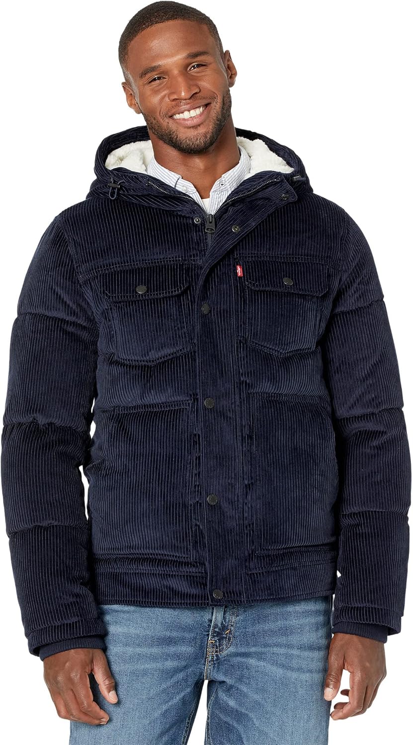 

Мужская куртка Levi's Heavyweight средней длины с капюшоном в стиле милитари, Navy Corduroy