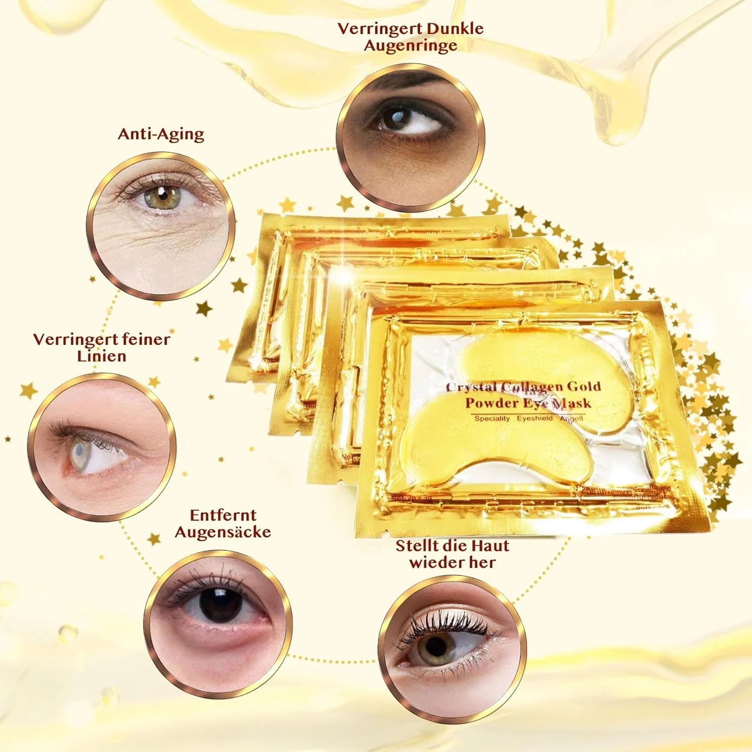Патчи для глаз с коллагеном и гиалуроновой кислотой P-Beauty, Gold — фото 2