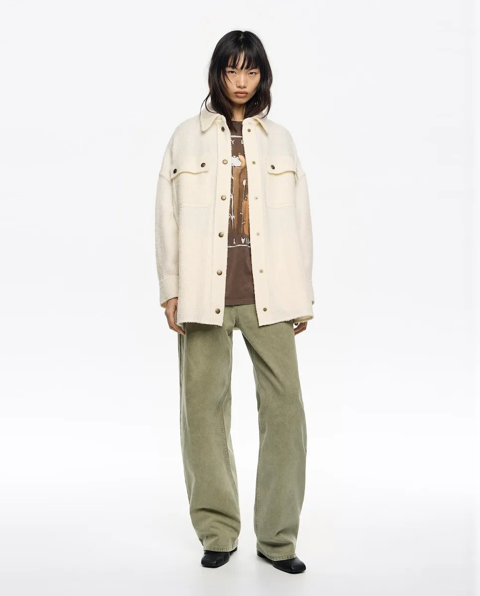 

Женская оверсайз рубашка из шерсти Bimba y Lola, белый