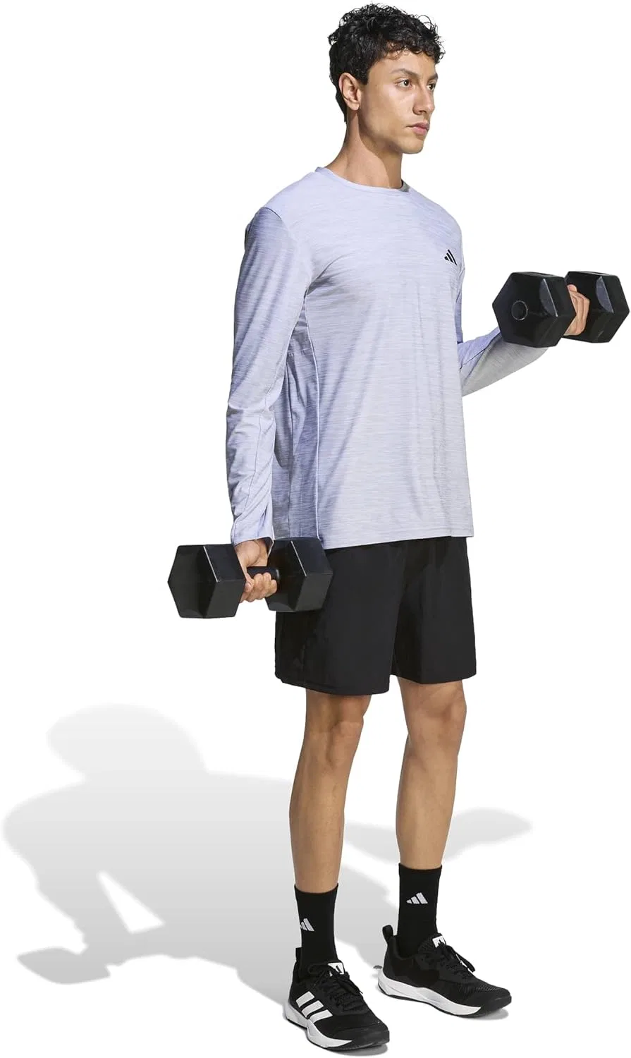 Футболка с длинным рукавом adidas Workout Essentials Flex, White Melange — фото 2