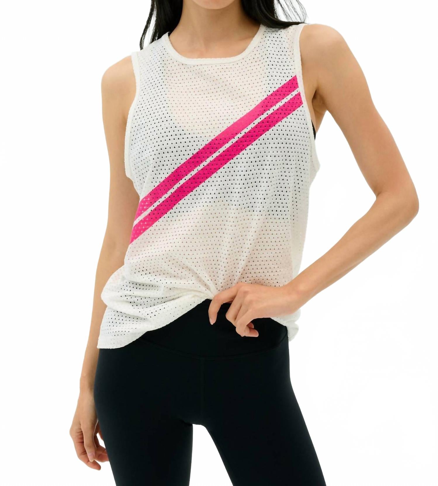 

Бандитский сетчатый топ в бело-ягодном цвете SPLITS59