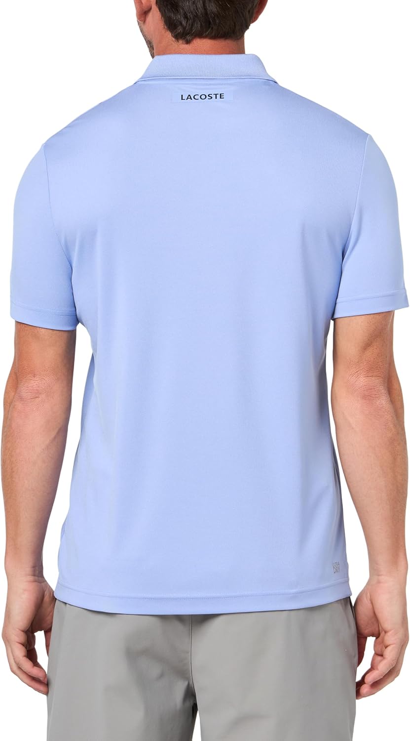 Lacoste мужская спортивная футболка поло Ultra-Dry Printed Slim Fit Tennis, Delphinium — фото 2