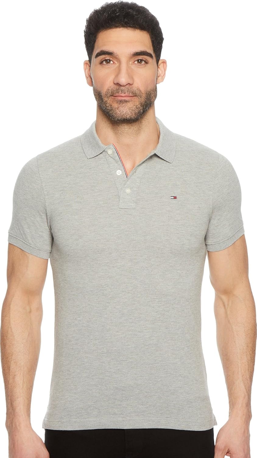 

Мужская рубашка-поло Tommy Hilfiger Denim с оригинальным флагом и короткими рукавами, Light Grey Heather, Серый, Мужская рубашка-поло Tommy Hilfiger Denim с оригинальным флагом и короткими рукавами, Light Grey Heather