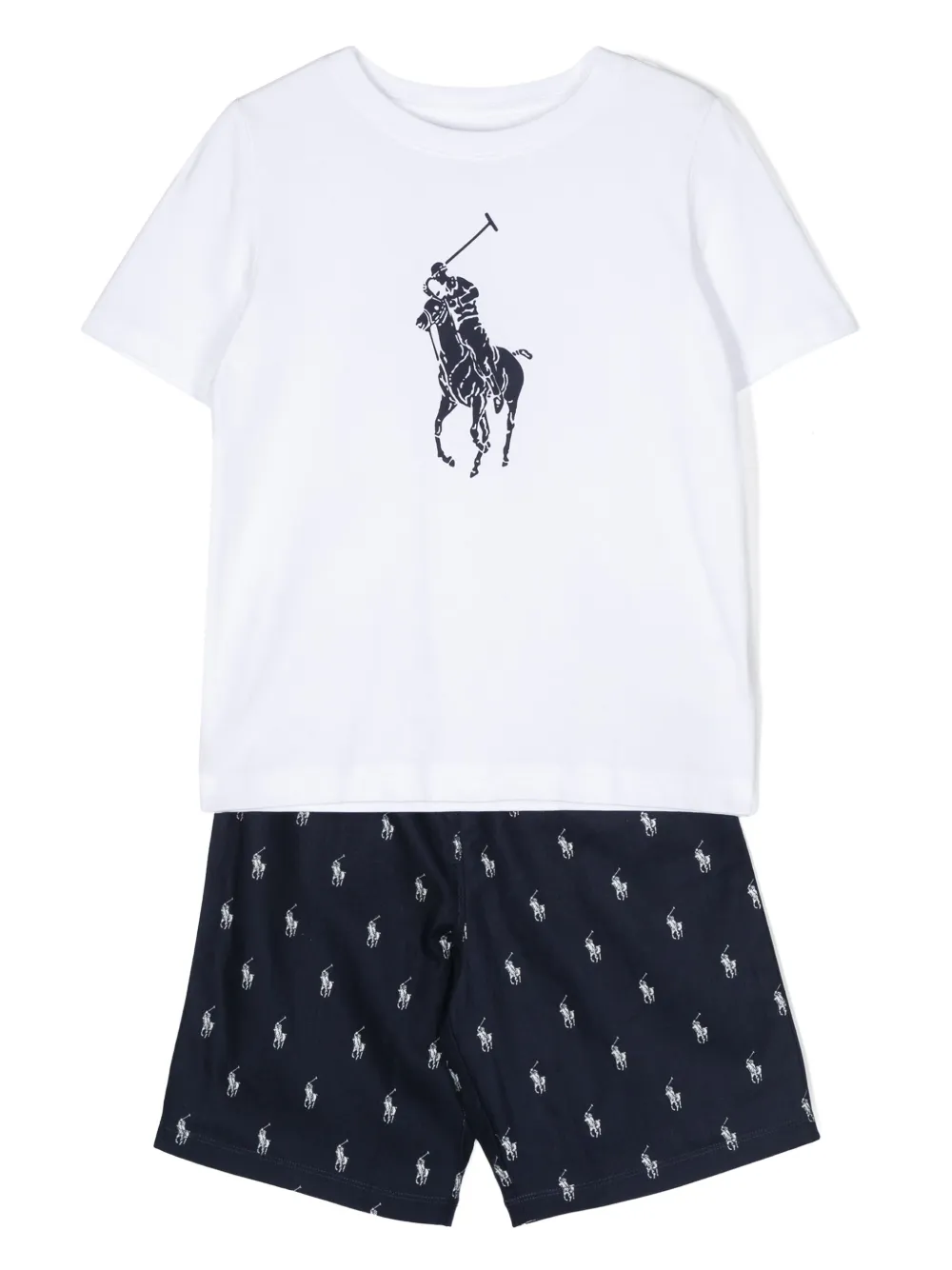 

Комплект из футболки и шортов с принтом Polo Pony POLO RALPH LAUREN KIDS, белый