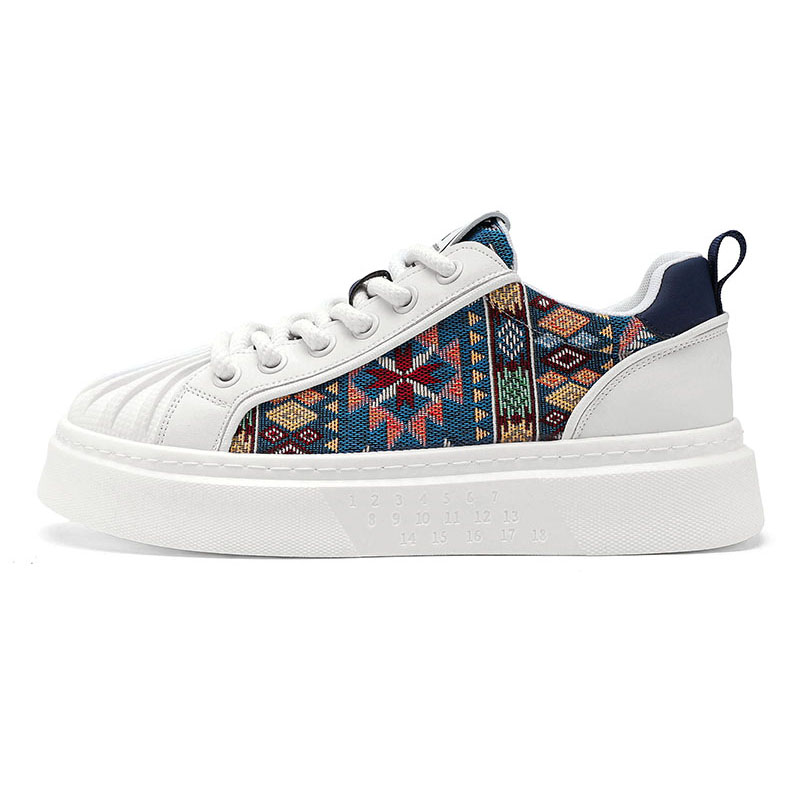 

JANECO Скользоустойчивые, износостойкие, дышащие мужские скейтерские кроссовки низкие бело-голубые, цвет White Blue