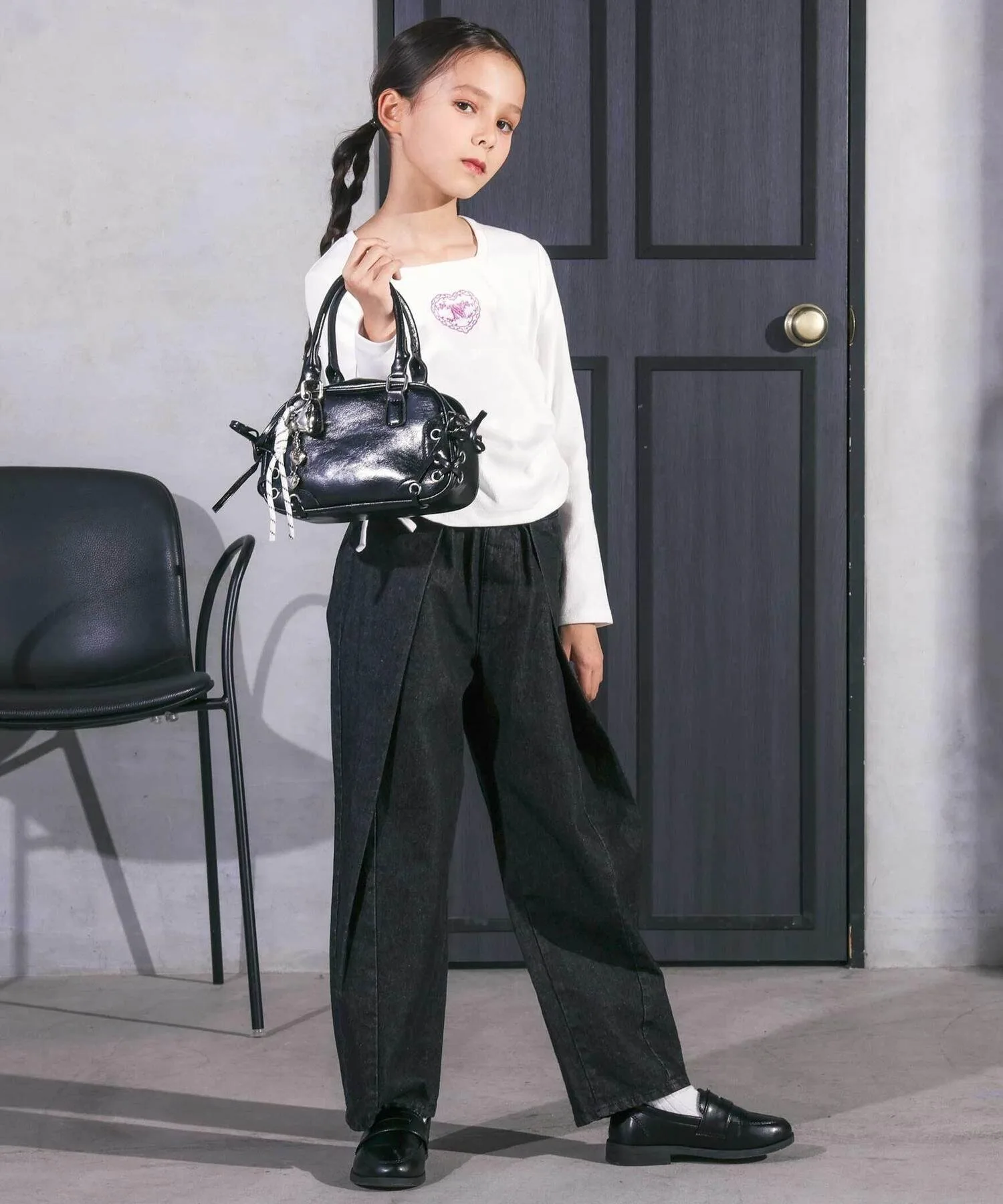 Футболка с длинными рукавами из махровой ткани с квадратным вырезом и боковыми сборками (110–150 см) Nexchic, White — фото 3
