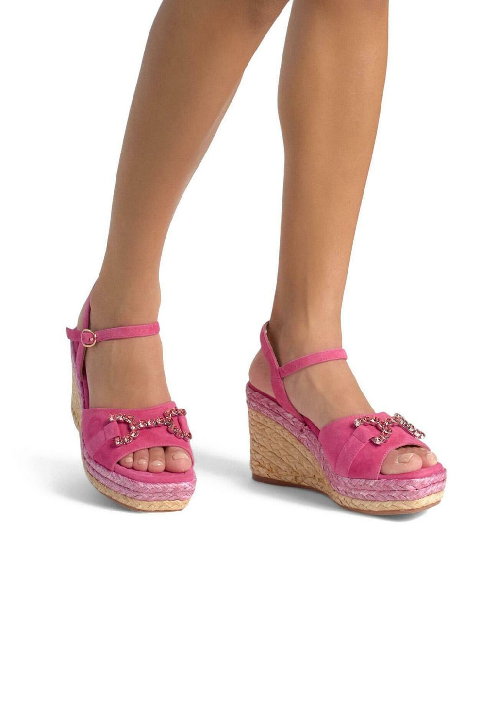 Босоножки на танкетке Platform sandals Alma en Pena, цвет Fucsia Jaspeado