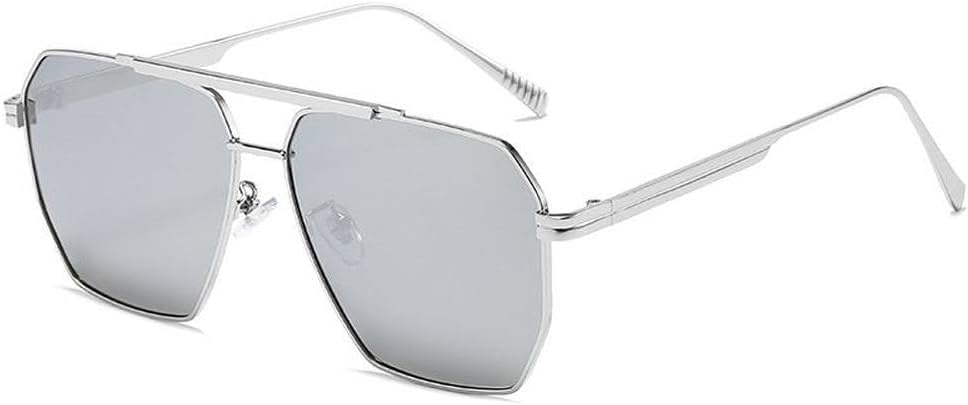 

LVTFCO Роскошные металлические солнцезащитные очки для мужчин и женщин, модные солнцезащитные очки, стильные очки для вождения, защита от УФ-излучения UV400, Silver Silver