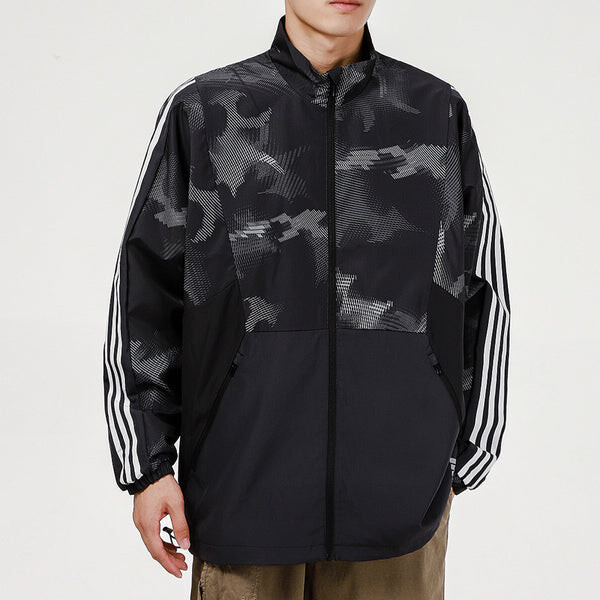 Куртка adidas St Wv Newblock Casual Sports Breathable Camouflage Stand Collar Jacket Black, черный — фото 3