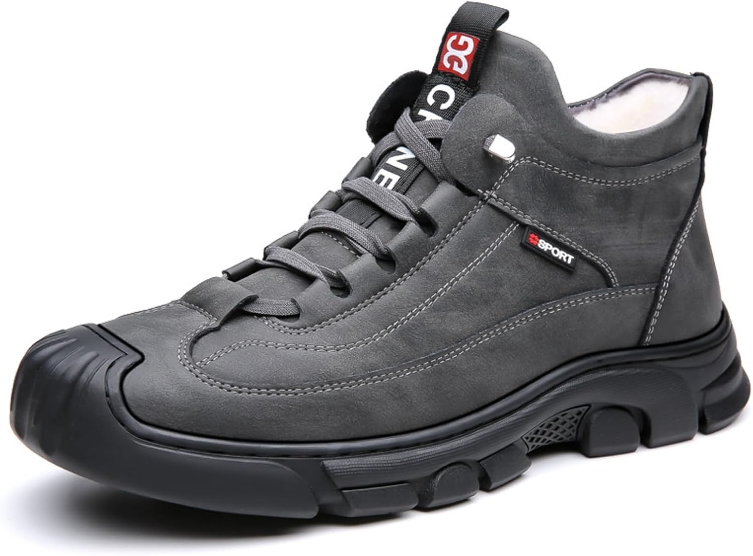 

Мужские зимние ортопедические ботинки теплые противоскользящие снегоступы с меховой подкладкой, походные ботинки, повседневные водонепроницаемые туристические ботинки Kbowq, серый