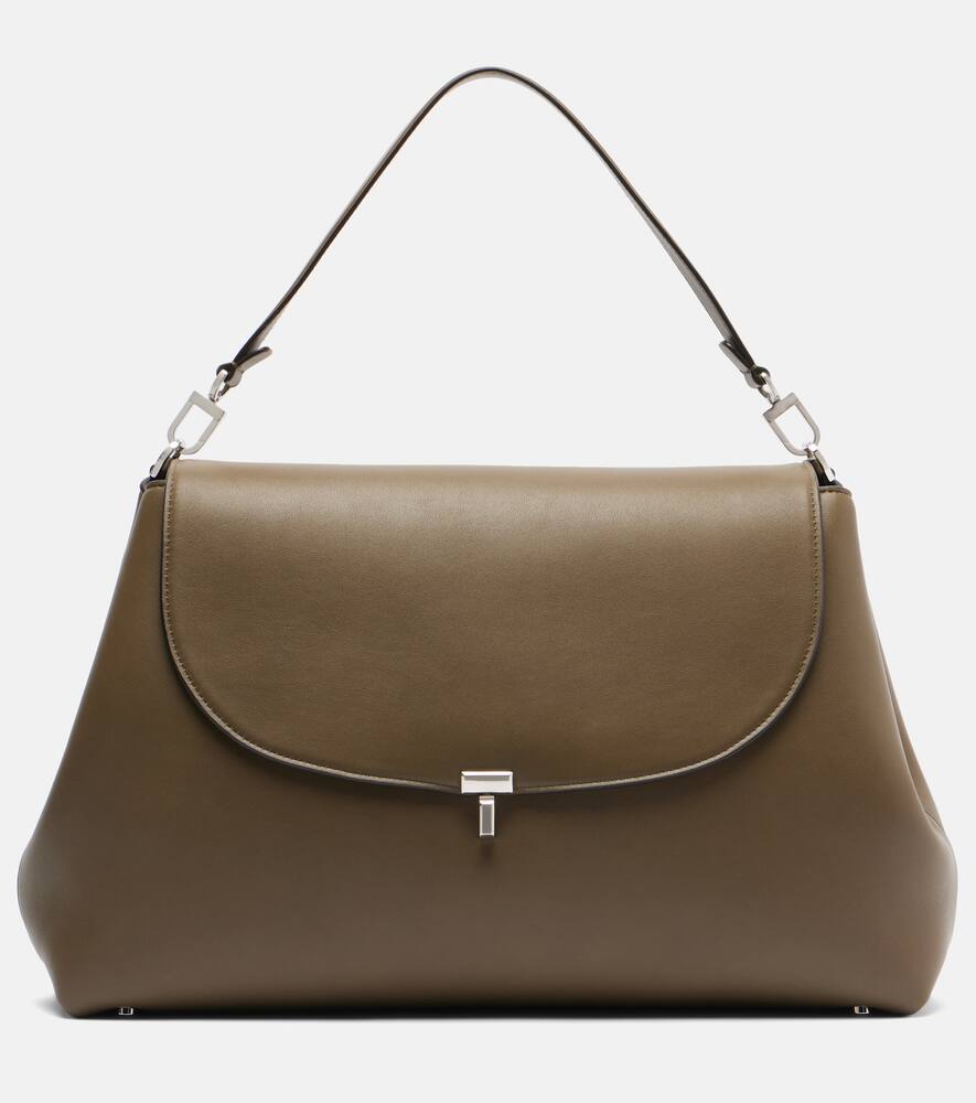 

Кожаная наплечная сумка T-Lock Medium Toteme, Taupe