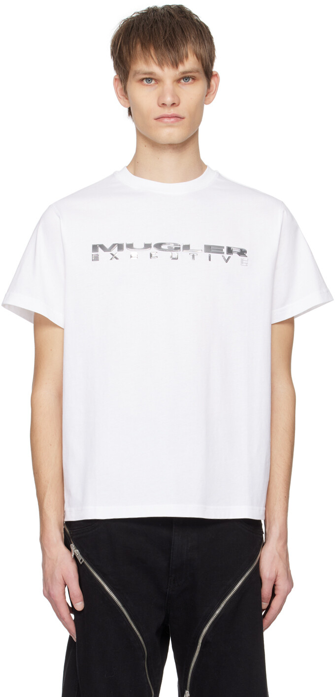 

Белая футболка с аппликацией Mugler