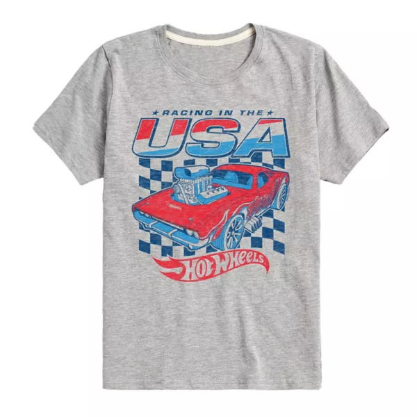 

Футболка с графическим принтом "Гонки в США" для мальчиков 8-20 лет Hot Wheels, серый